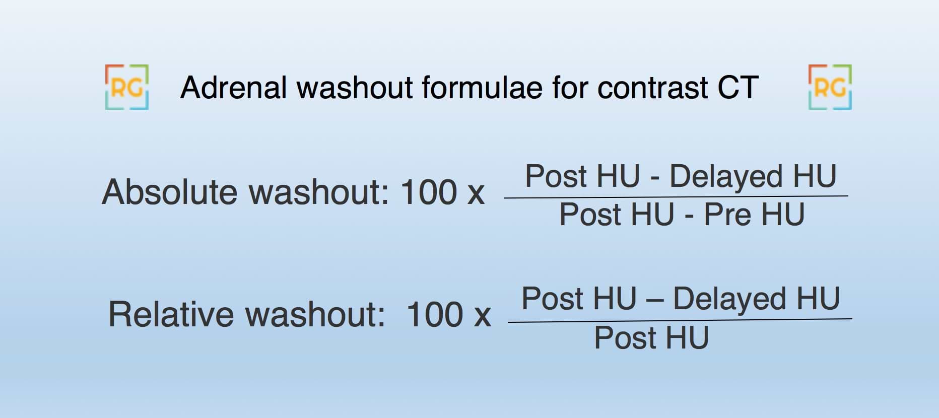 Fórmula para calcular el lavado suprarrenal absoluto y relativo en CT